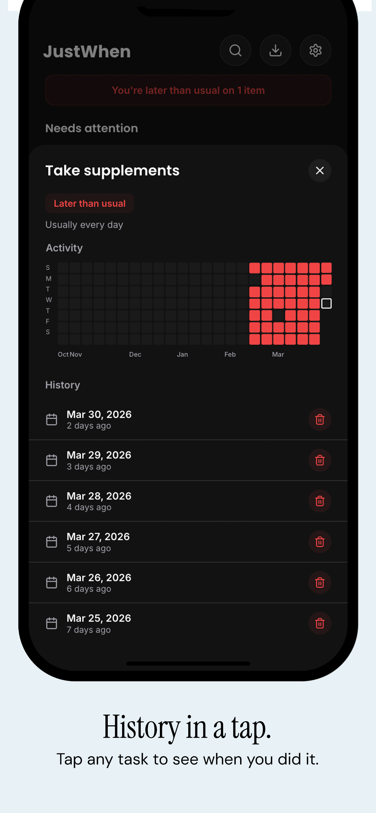 History in a tap